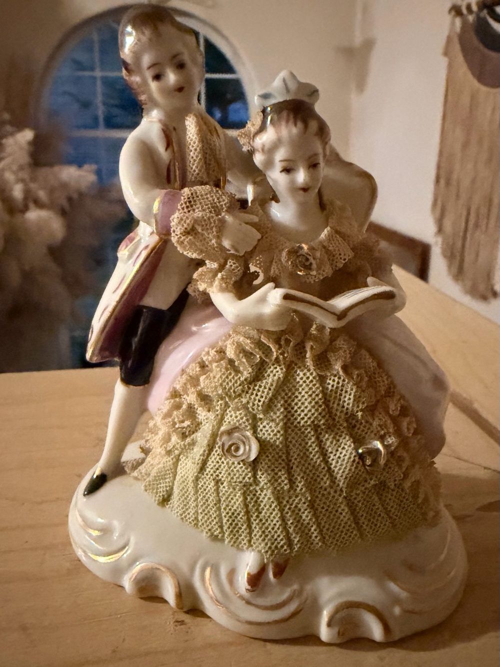 Porcelain Romantic Couple Figurine in Cream and Pink - Classic Home Accents